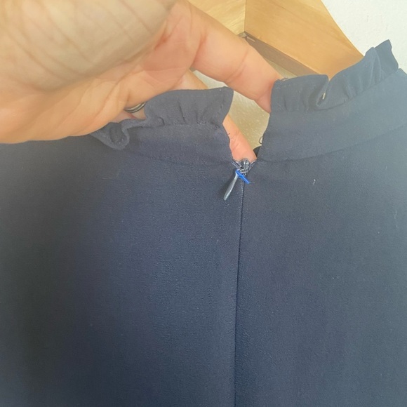 Eloquii Women's Midi Dress Size 10 Color Blue Ruffle Mock Neck Short Sleeve - Picture 8 of 12